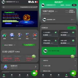 运营版量化机器人/虚拟币投资理财源码/PC落地页/前端vue-666源码